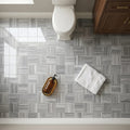 Bardiglio 2x2 Mesh Polished Marble Mosaic — Bathroom floor