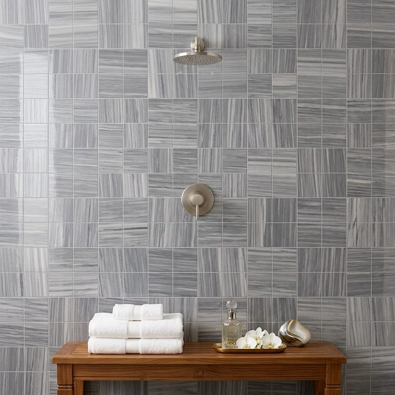 Bardiglio 2x2 Mesh Polished Marble Mosaic — Spa spa interior