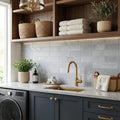 Bardiglio 4x16 Honed Marble Tile — Laundry Room backsplash