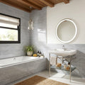 Bardiglio 4x16x3/8 Polished Marble Tile — Bathroom shower wall