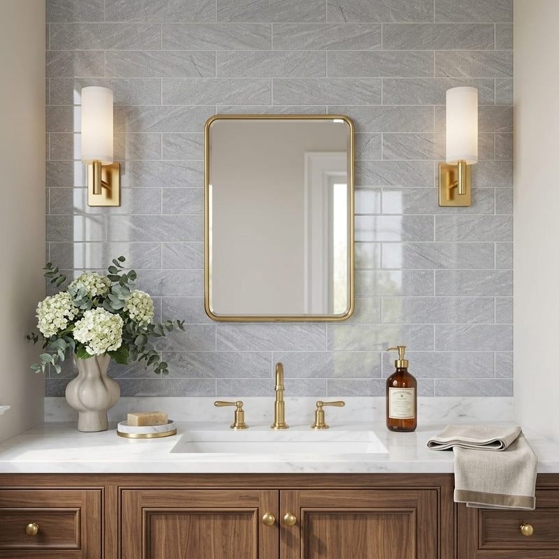 Bardiglio 4x16x3/8 Polished Marble Tile — Bathroom wall