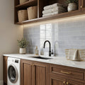 Bardiglio 4x16x3/8 Polished Marble Tile — Laundry Room backsplash