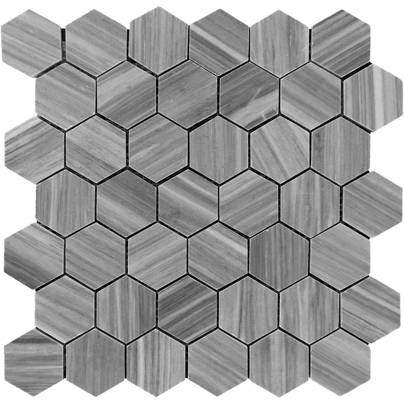 Bardiglio Honed Mini Brick Mesh Marble Mosaic