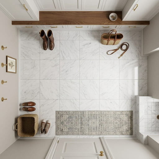Bardiglio Imperiale (Italian) Marble 12x12 Polished/Honed Tile — Mudroom floor