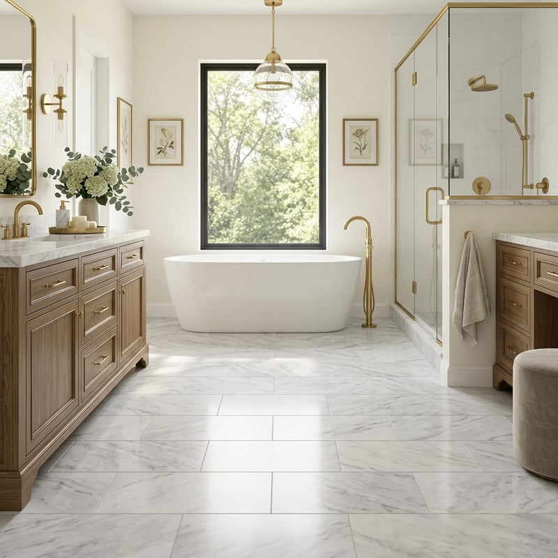 Bardiglio Imperiale (Italian) Marble 12x24 Polished/Honed Tile — Primary Bath floor