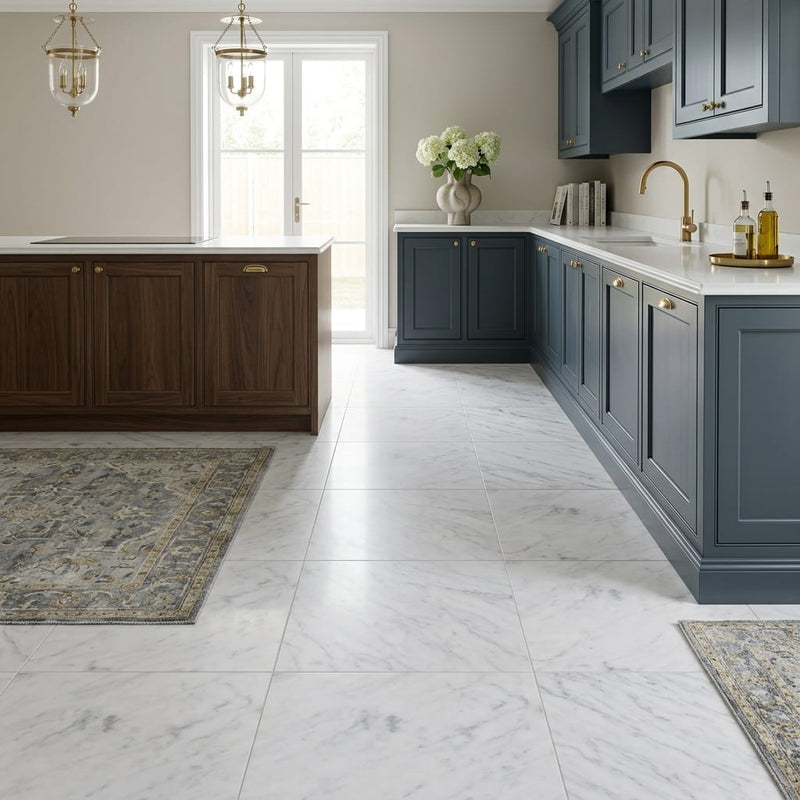 Bardiglio Imperiale (Italian) Marble 18x18 Polished/Honed Tile — Kitchen floor