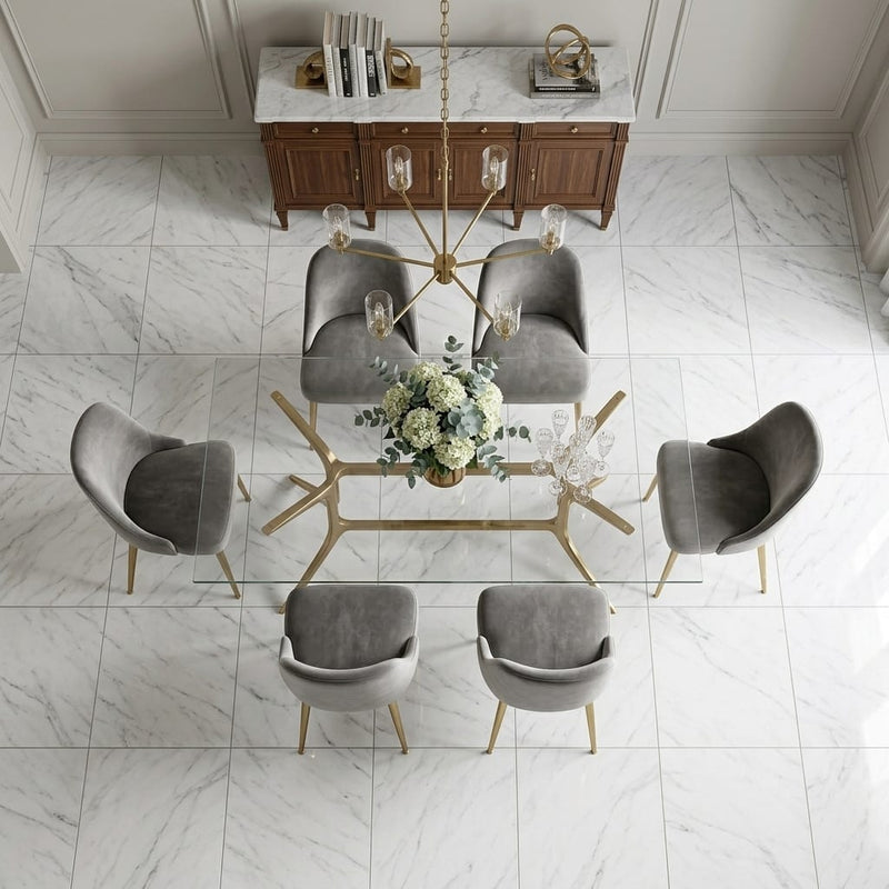 Bardiglio Imperiale (Italian) Marble 24x24 Polished/Honed Tile — Dining Room floor