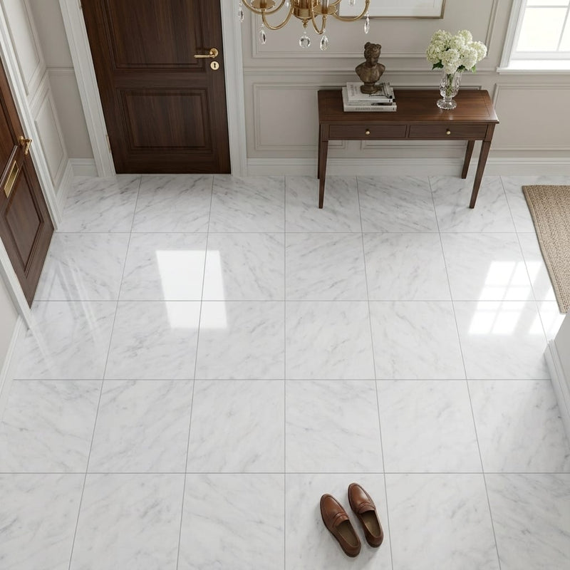 Bardiglio Nuvolato (Italian) Bardiglio Imperiale Marble 12x12 Polished/Honed Tile — Foyer floor