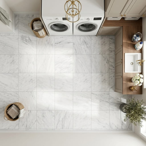 Bardiglio Nuvolato (Italian) Bardiglio Imperiale Marble 12x12 Polished/Honed Tile — Laundry Room floor
