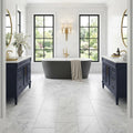 Bardiglio Nuvolato (Italian) Bardiglio Imperiale Marble 12x24 Polished/Honed Tile — Bathroom floor