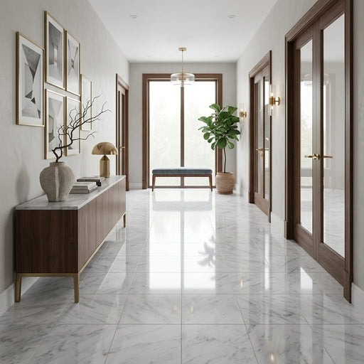 Bardiglio Nuvolato (Italian) Bardiglio Imperiale Marble 18x18 Polished/Honed Tile — Hallway floor