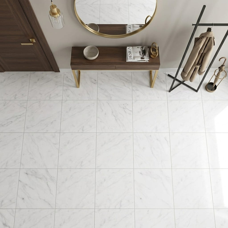 Bardiglio Nuvolato (Italian) Bardiglio Imperiale Marble 24x24 Polished/Honed Tile — Foyer floor