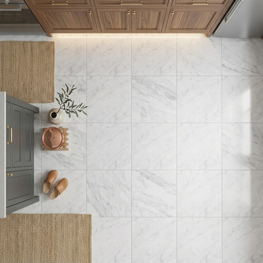 Bardiglio Nuvolato (Italian) Bardiglio Imperiale Marble 24x24 Polished/Honed Tile — Kitchen floor