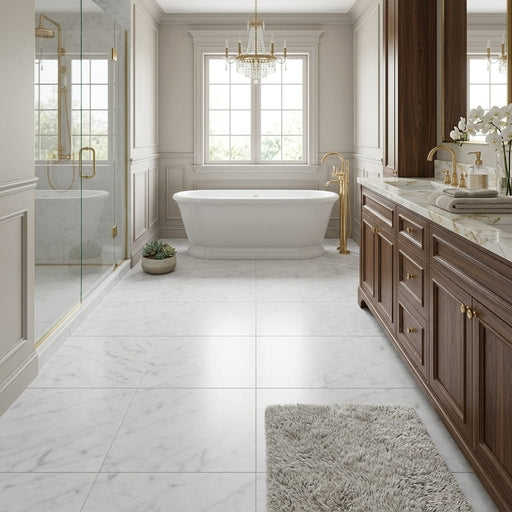 Bardiglio Nuvolato (Italian) Bardiglio Imperiale Marble 24x24 Polished/Honed Tile — Primary Bath floor