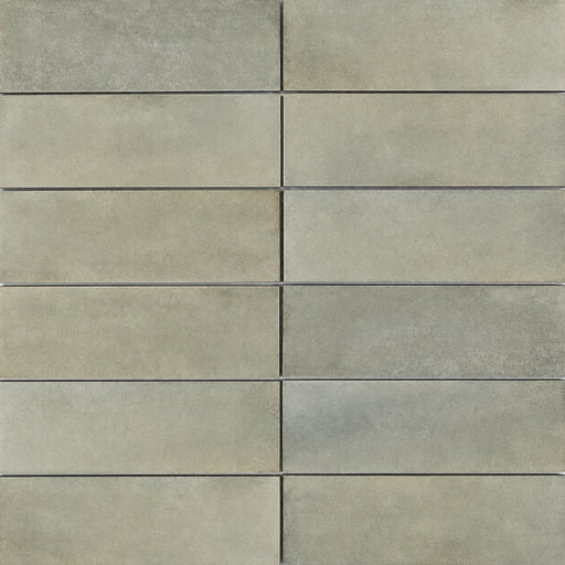 Barely There Aloe You Vera Much 8x2 matte ceramic tiles in a horizontal stacked green layout.