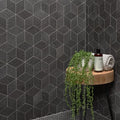 2x2 Hexagon Honed Basalt Mesh Mosaic