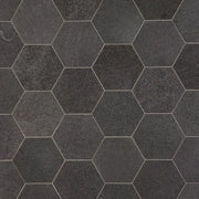 2x2 Hexagon Honed Basalt Mesh Mosaic
