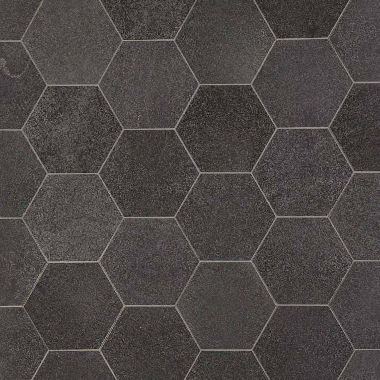 8in Hexagon Honed Basalt Mosaic