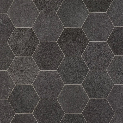 8in Hexagon Honed Basalt Mosaic