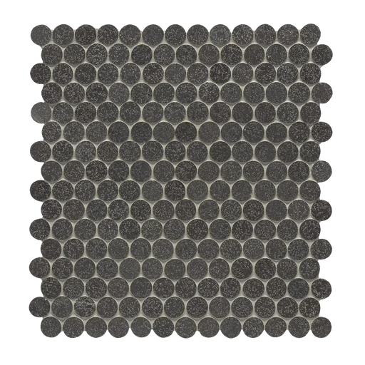 Penny Round 3/4" Mesh Honed Basalt Mosaic