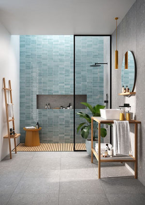 Blue & Gray Bathroom Tiles
