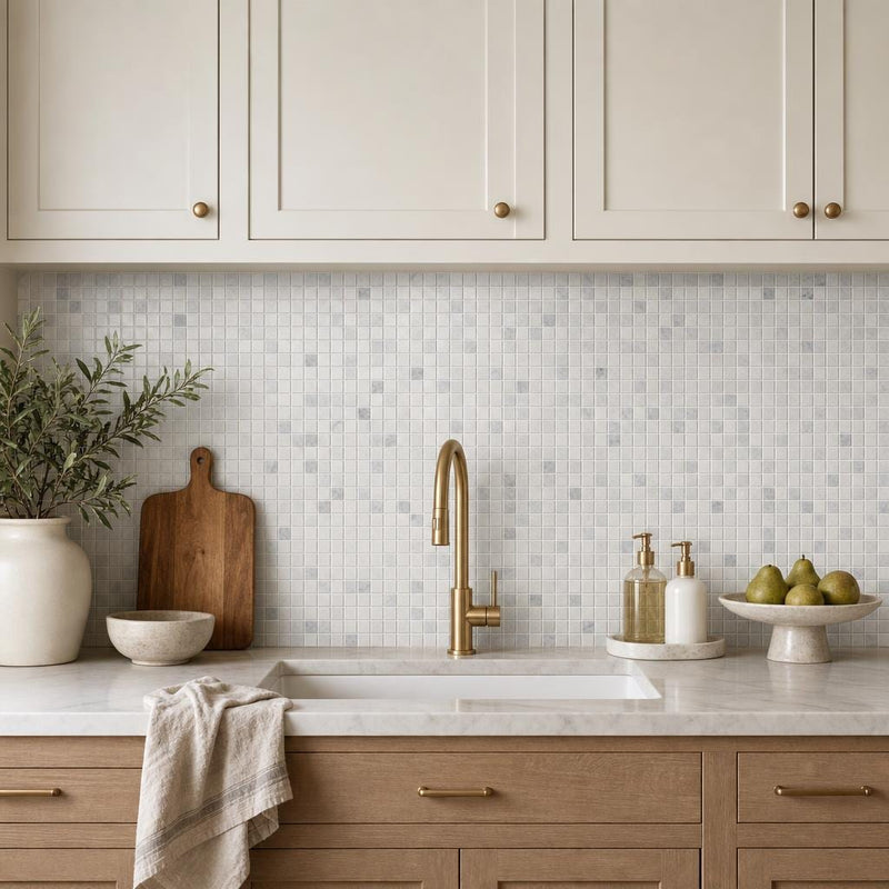 Bati 1x1 Marble Mosaic Tile — Kitchen backsplash