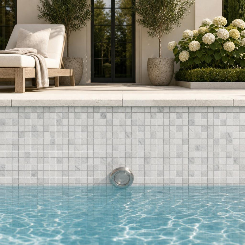 Bati 1x1 Marble Mosaic Tile — Swimming Pool pool interior tiling