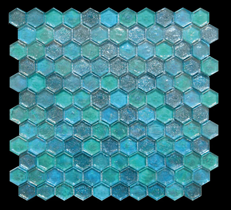 Illusions Light Green 12x12 Hexagon Glass Mosaic Tile