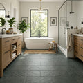 Bayside Ocean Slate Natural 10 x 24 x 2 Slate Wall Cap Cap 12x24 tile — Primary Bath floor