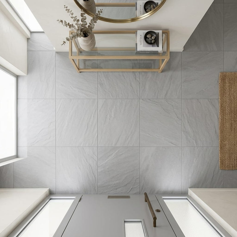 Bayside Ocean Slate Natural 21 x 21 x 2 Slate Column Cap Cap 20x20 tile — Foyer floor