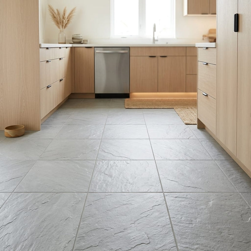 Bayside Ocean Slate Natural 21 x 21 x 2 Slate Column Cap Cap 20x20 tile — Kitchen floor