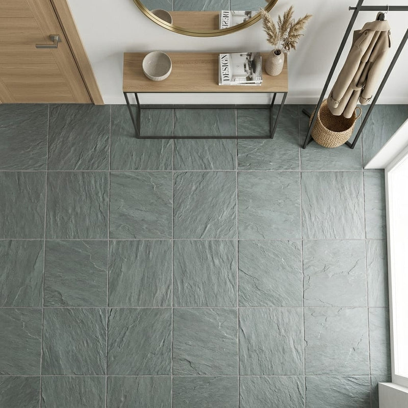 Bayside Ocean Slate Natural 24 x 24 x 2 Slate Column Cap Cap 24x24 tile — Foyer floor