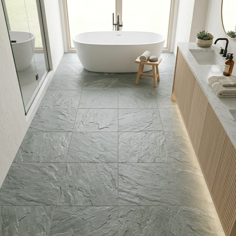 Bayside Ocean Slate Natural 24 x 24 x 2 Slate Column Cap Cap 24x24 tile — Primary Bath floor