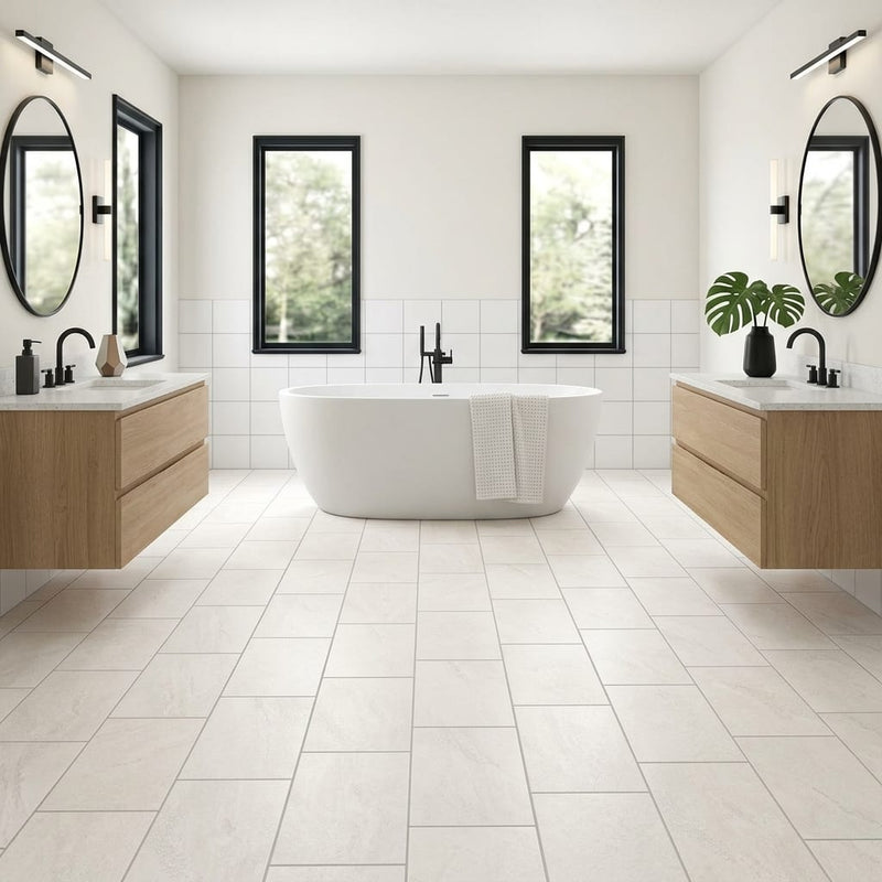 Beach White Surf 11x22 Porcelain Tile 12x24 — Bathroom floor