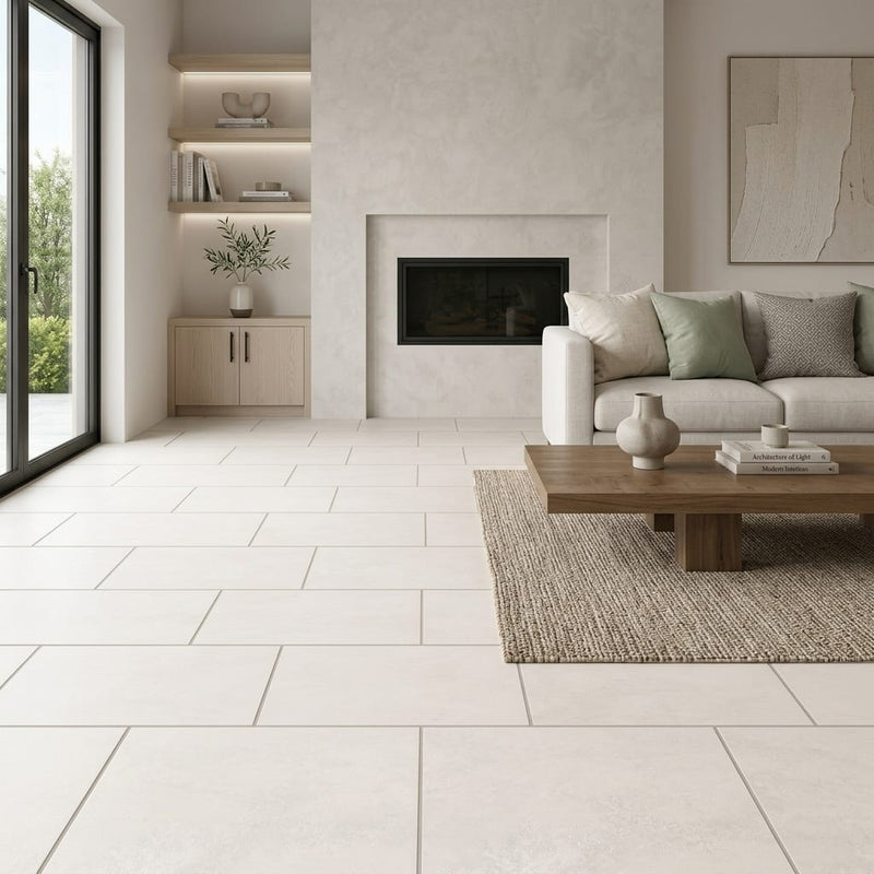 Beach White Surf 11x22 Porcelain Tile 12x24 — Living Room floor