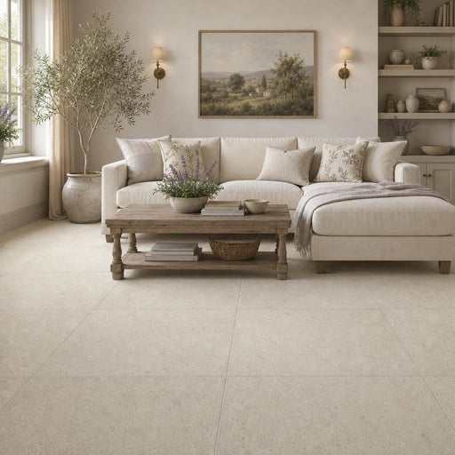 Beaumaniere 24x24 Natural Limestone Tile — Living Room floor