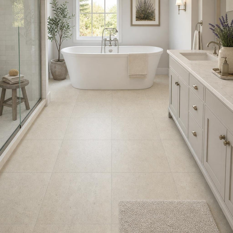 Beaumaniere 24x24 Natural Limestone Tile — Primary Bath floor