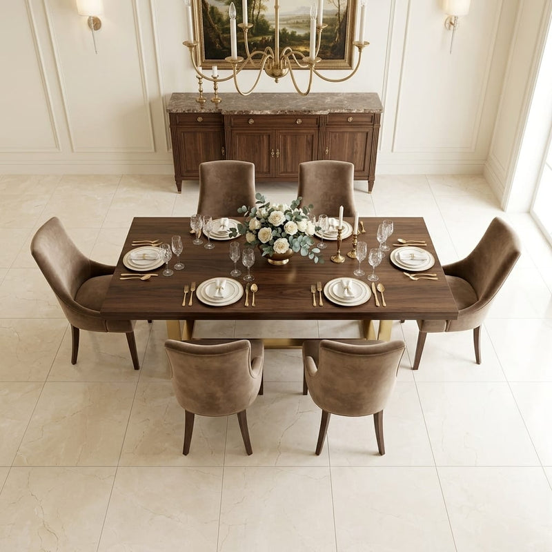 Beige Spanishcrema Marfil *Select Marble Honed 24 x 24 x 1/2 Beveled Tile 24x24 — Dining Room floor