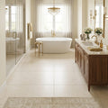 Beige Spanishcrema Marfil *Select Marble Honed 24 x 24 x 1/2 Beveled Tile 24x24 — Primary Bath floor