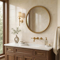 Beige Spanishcrema Marfil *Select Marble Polished 12 x 24 x 1/2 Beveled Tile 12x24 — Bathroom vanity wall