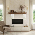 Beige Spanishcrema Marfil *Select Marble Polished 12 x 24 x 1/2 Beveled Tile 12x24 — Living Room fireplace surround