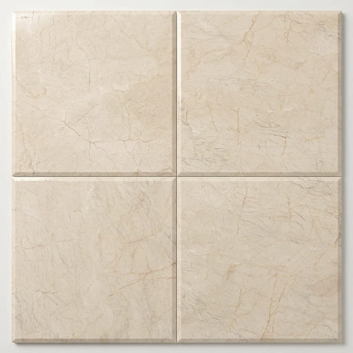 Beige Spanishcrema Marfil *Select Marble Polished 18 x 18 x 1/2 Beveled Tile 18x18 close-up