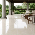 Beige Spanishcrema Marfil *Select Marble Polished 18 x 18 x 1/2 Beveled Tile 18x18 — Covered Patio floor