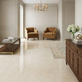 Beige Spanishcrema Marfil *Select Marble Polished 18 x 18 x 1/2 Beveled Tile 18x18 — Family Room floor