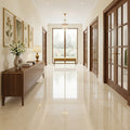 Beige Spanishcrema Marfil *Select Marble Polished 18 x 18 x 1/2 Beveled Tile 18x18 — Hallway floor