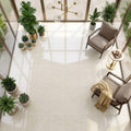 Beige Spanishcrema Marfil *Select Marble Polished 18 x 18 x 1/2 Beveled Tile 18x18 — Sunroom floor