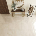 Beige Spanishcrema Marfil *Select Marble Polished 24 x 24 x 1/2 Beveled Tile 24x24 — Foyer floor