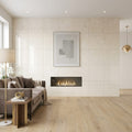 Beige Spanishcrema Marfil *Select Marble Polished 24 x 24 x 1/2 Beveled Tile 24x24 — Living Room feature wall