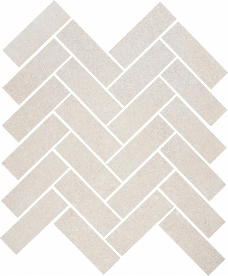 Belgique Sea Shell 1x4 Herringbone Sheet Porcelain Mosaic Tile