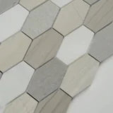 Bellagio Blend Elongated Hexagon Misc. Honed 0.38 Inch Marble Mosaic Tile